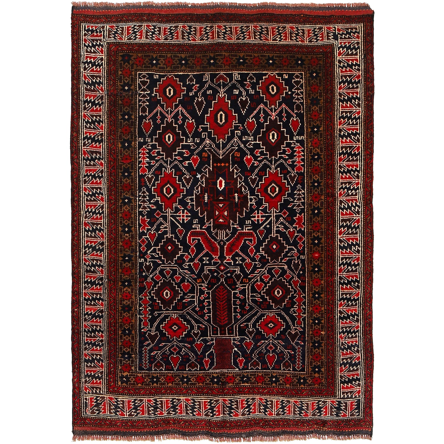 Tribal Baloch Rug 4' 0 x 5' 7 (ft) - No. P26494