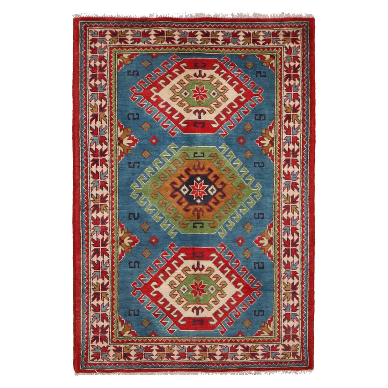 Blue Kazak Rug 3' 3" x 4' 8" (ft) - No. P34045