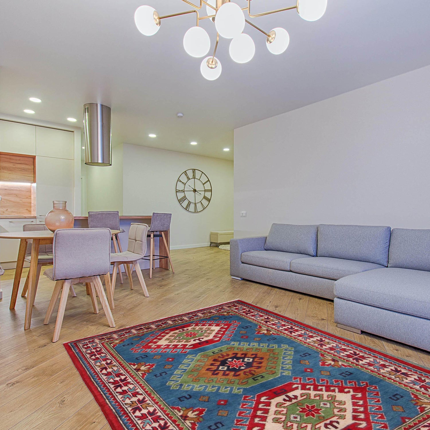 Blue Kazak Rug 3' 3" x 4' 8" (ft) - No. P34045