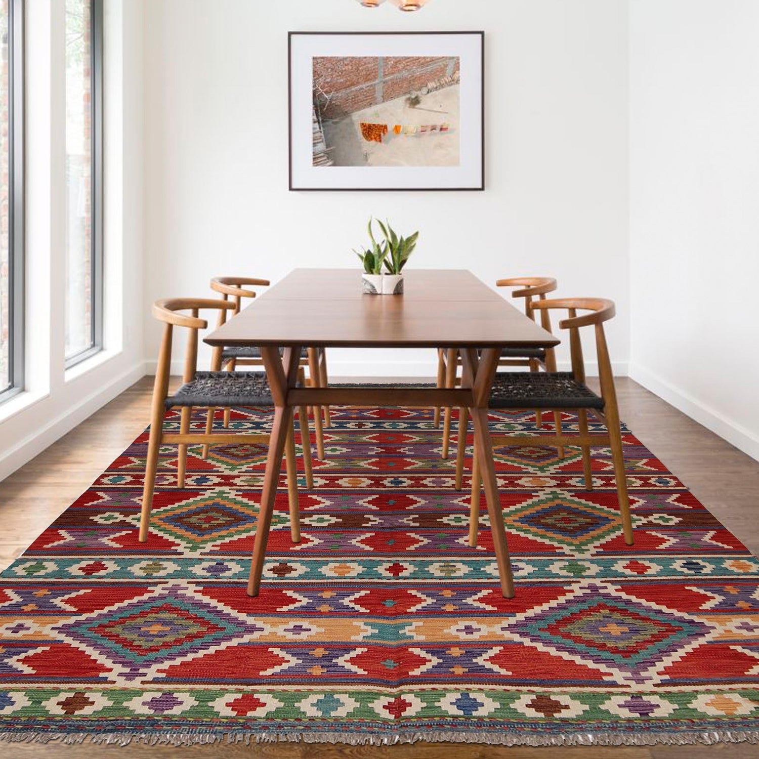 Handmade Vegetable Kilim 5' 10" x 7' 11" (ft) - No. P34343