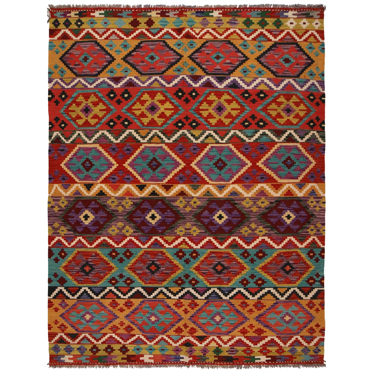 Handmade Vegetable Kelim 6' 0" x 8' 2" (ft) - No. P34347