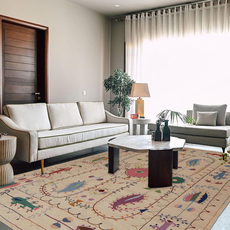 Pakistani Embroidery Kilim 6' 7" x 9' 9" (ft) - No. P34394