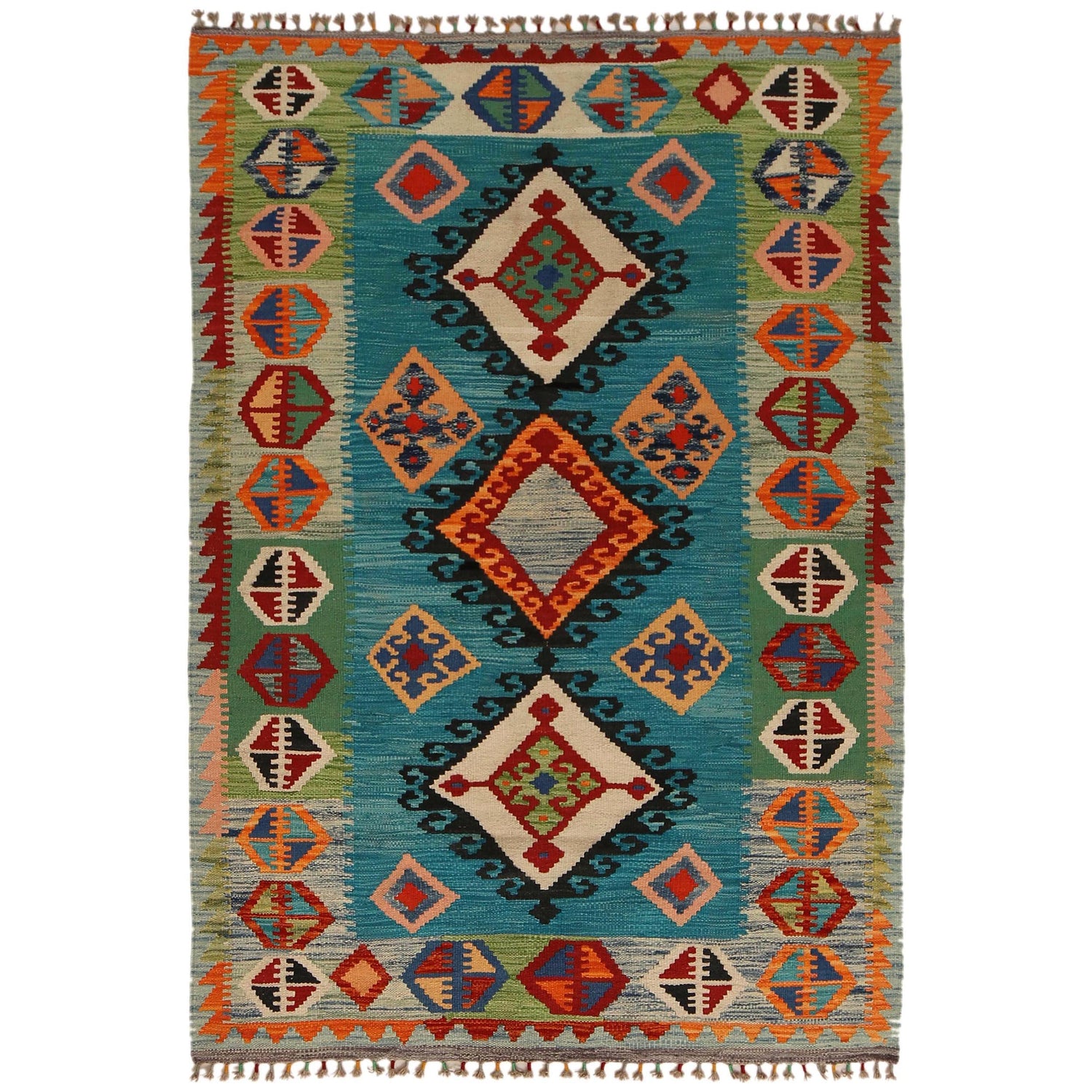 Handmade Vegetable Kilim 3' 11" x 5' 9" (ft) - No. P34895