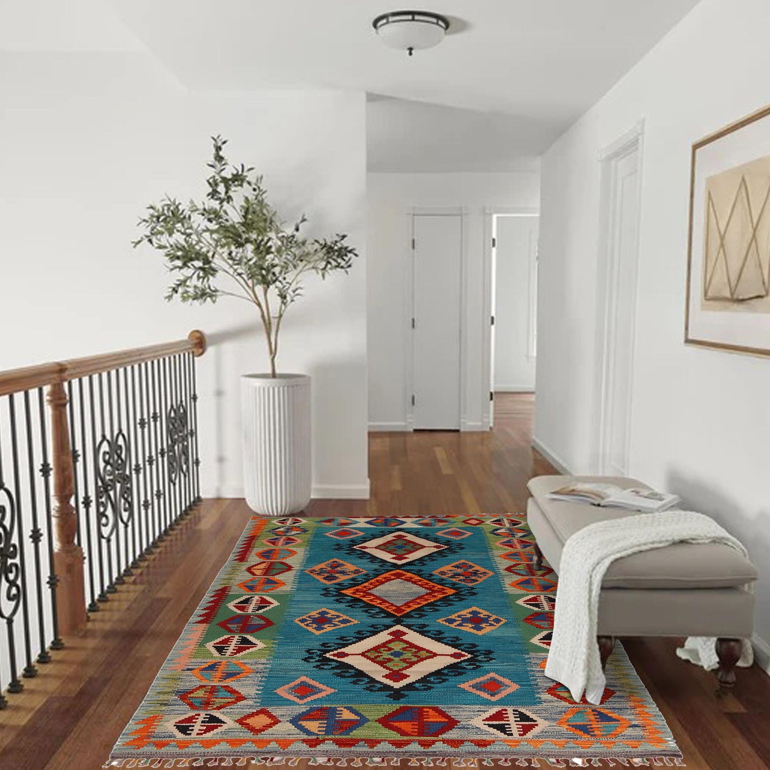 Handmade Vegetable Kilim 3' 11" x 5' 9" (ft) - No. P34895