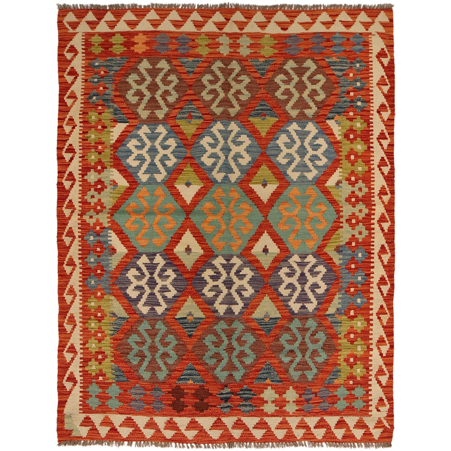 Handmade Vegetable Kilim 5' 1" x 6' 9" (ft) - No. P34912
