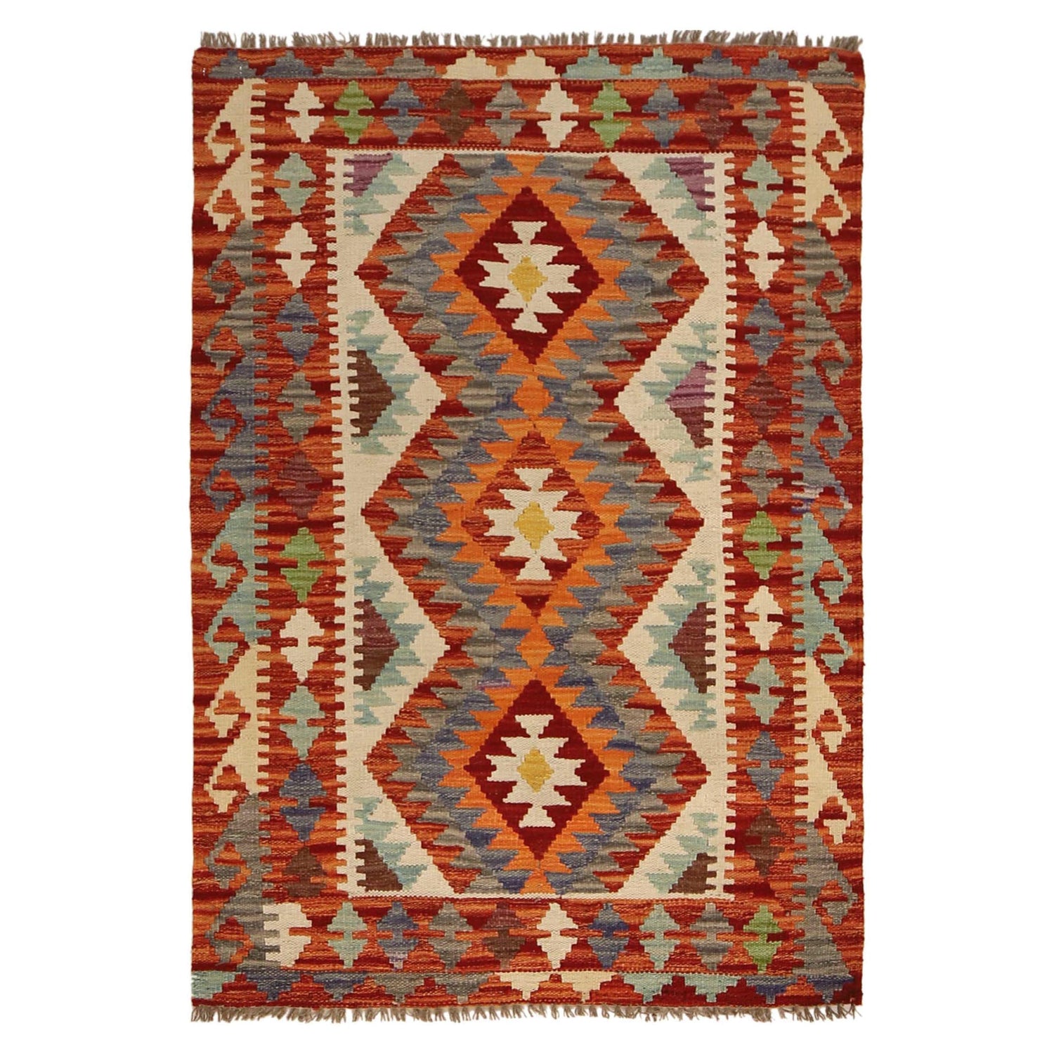 Handmade Vegetable Kilim 2' 9" x 4' 3" (ft) - No. P34914
