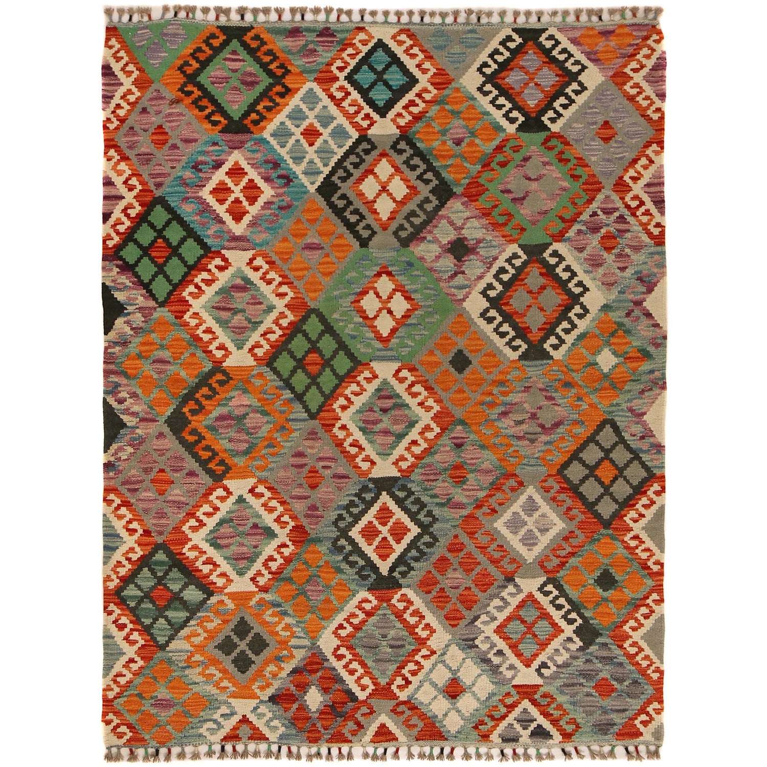 Handmade Vegetable Kilim 4' 5" x 5' 9" (ft) - No. P34931