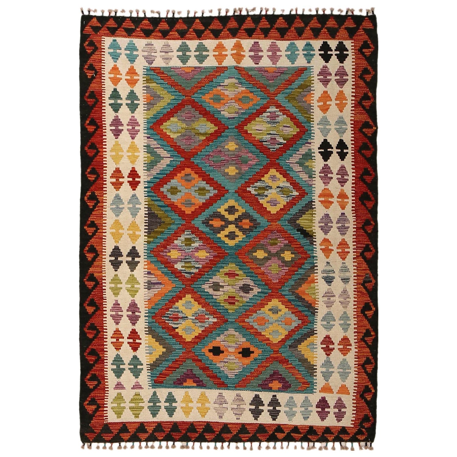 Handmade Vegetable Kilim 4' 0" x 5' 11" (ft) - No. P34932