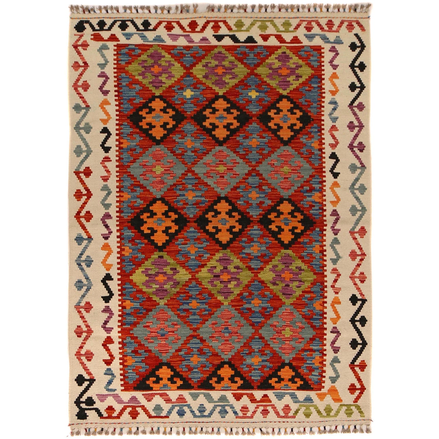 Handmade Vegetable Kilim 4' 0" x 5' 10" (ft) - No. P34936