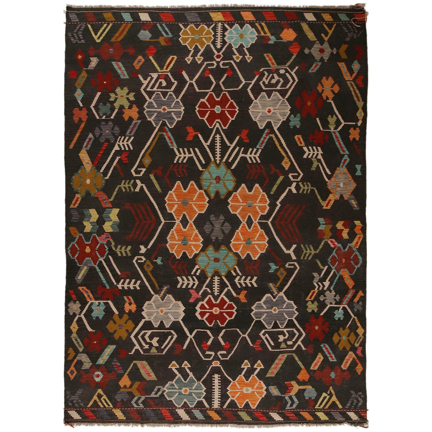 Handmade Vegetable Kilim 6' 9" x 9' 8" (ft) - No. P34955