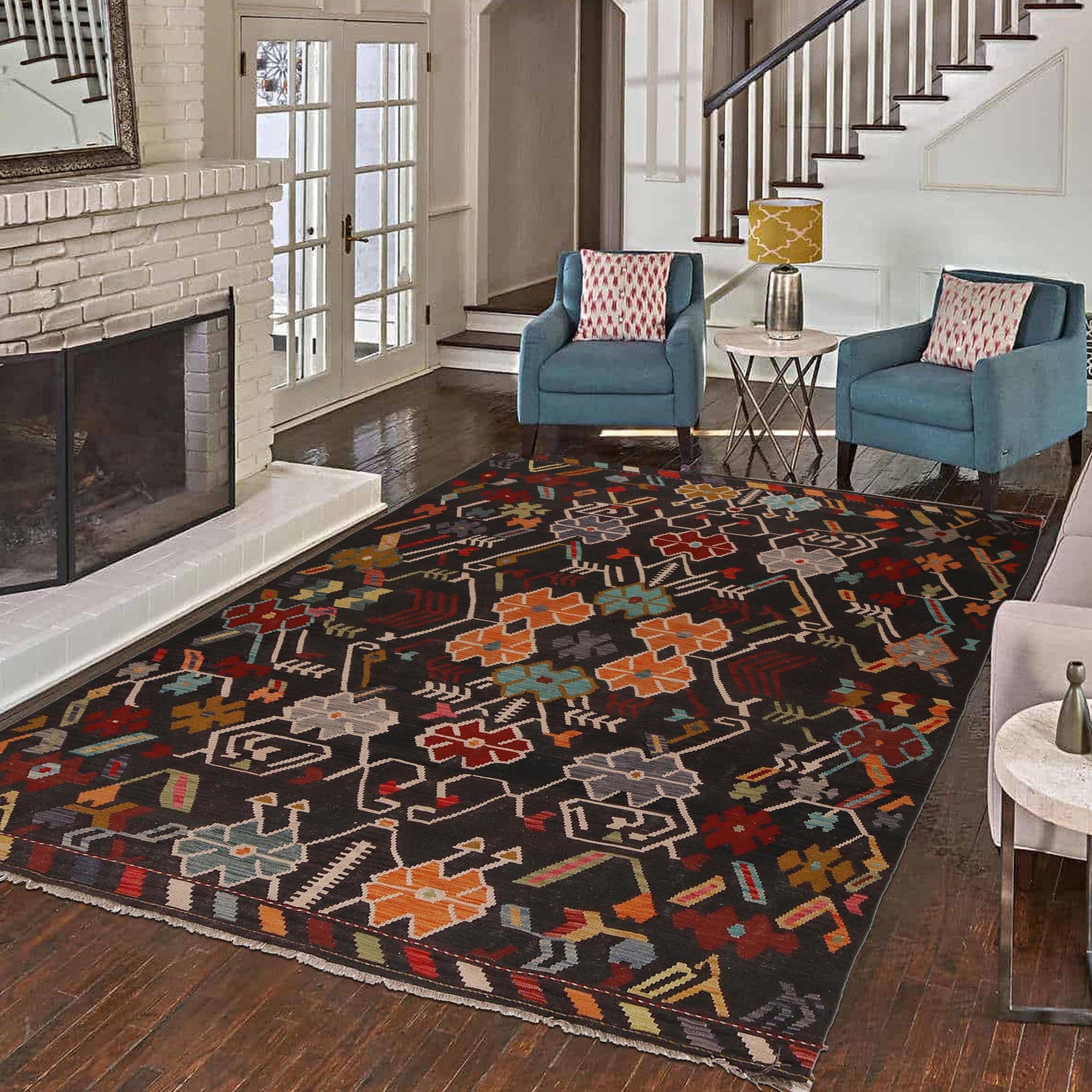 Handmade Vegetable Kilim 6' 9" x 9' 8" (ft) - No. P34955