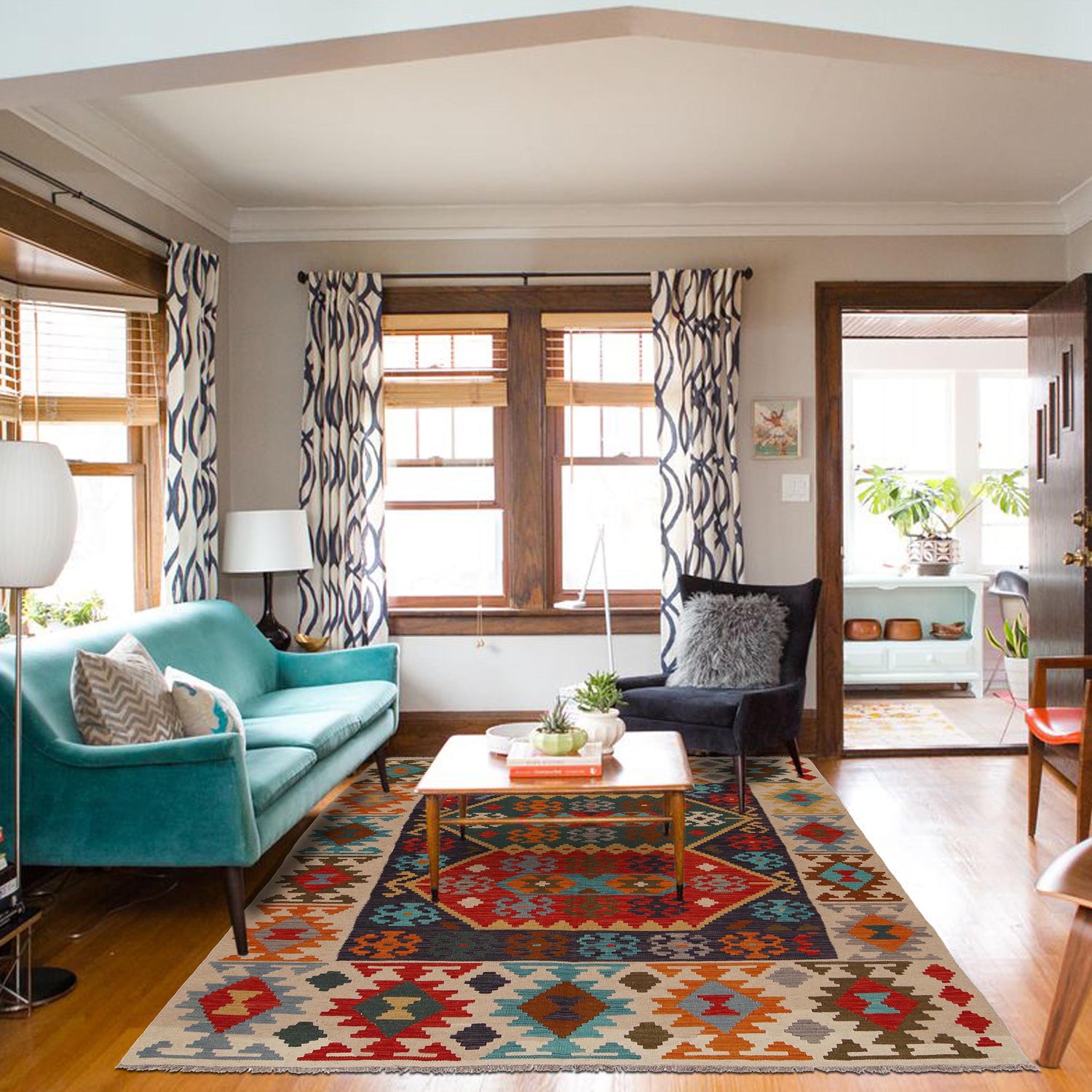 Handmade Vegetable Kilim 5' 10" x 8' 3" (ft) - No. P34961