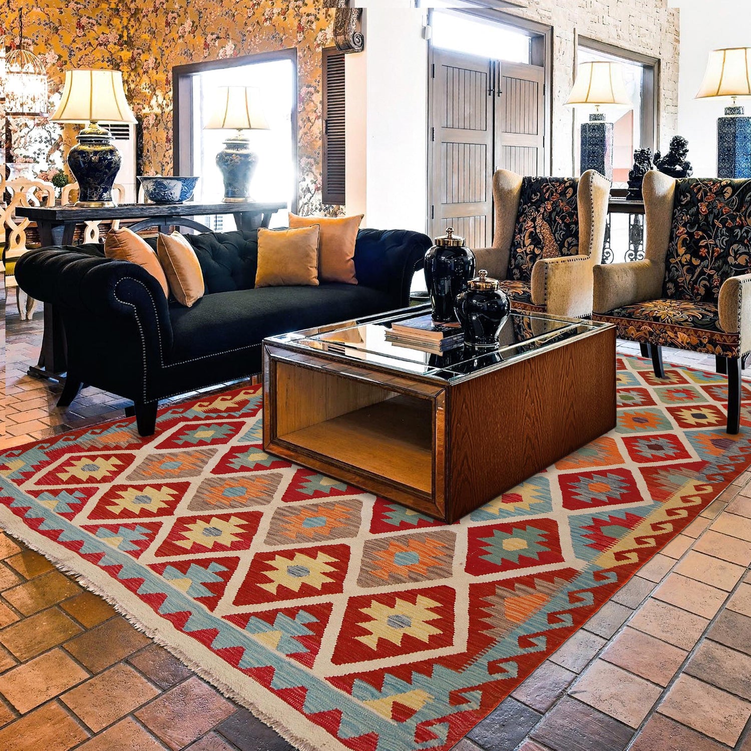 Handmade Vegetable Kelim 7' 11" x 9' 11" (ft) - No. P34965