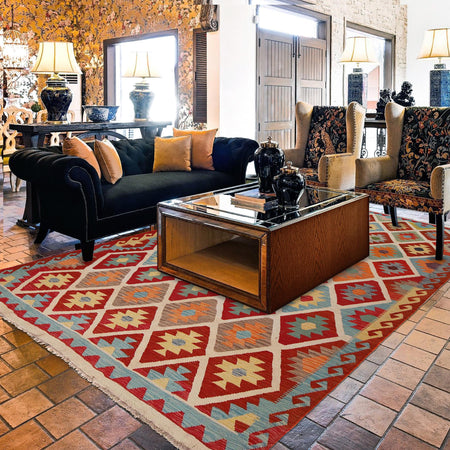 Handmade Vegetable Kelim 7' 11" x 9' 11" (ft) - No. P34965