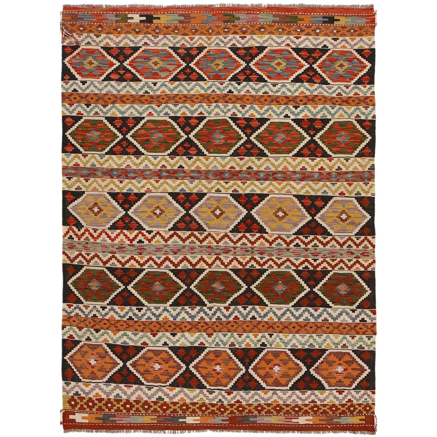 Handmade Vegetable Kilim 4' 11 x 7' 0 (ft) - No. P34967