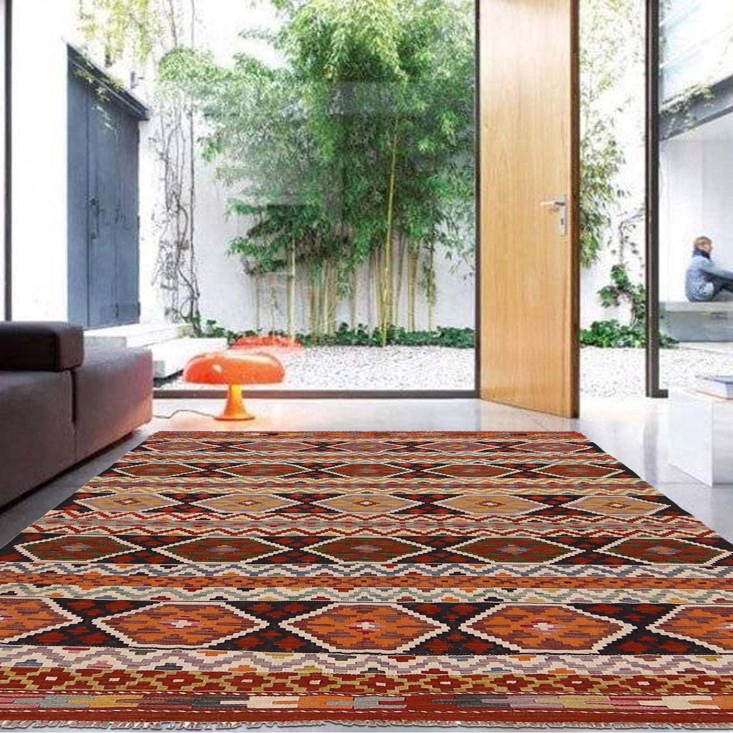 Handmade Vegetable Kilim 4' 11 x 7' 0 (ft) - No. P34967