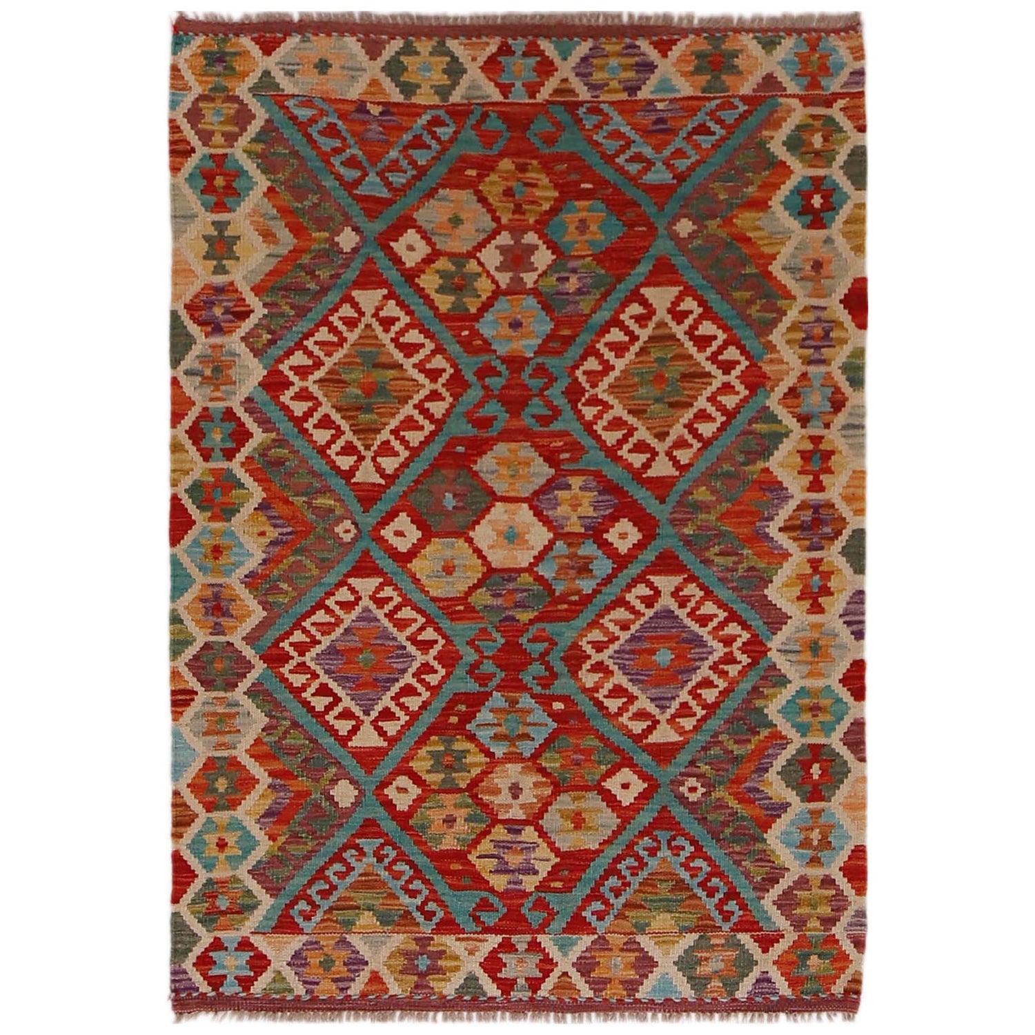 Handmade Vegetable Kelim 3' 3"  x 4' 9" (ft) - No. P34970