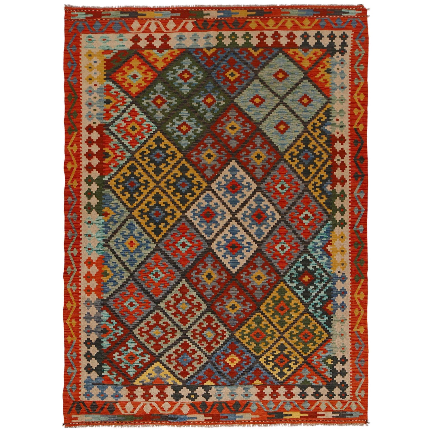 Handmade Vegetable Kilim 5' 9" x 8' 3" (ft) - No. P34978