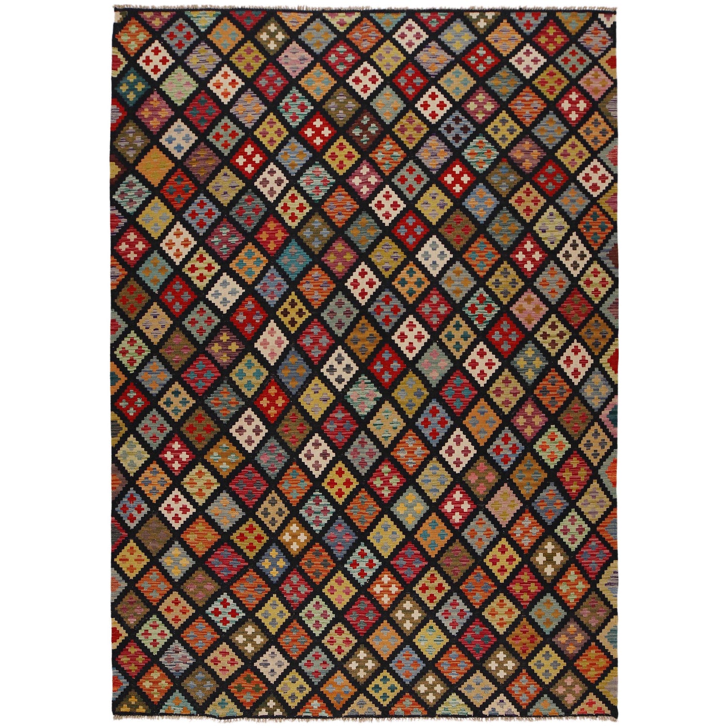 Handmade Vegetable Kilim 6' 8" x 9' 8" (ft) - No. P34984
