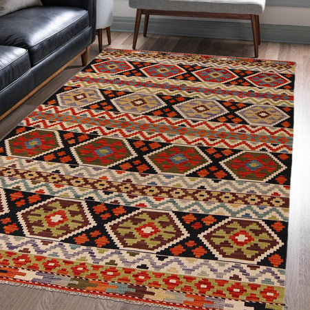 Handmade Vegetable Kilim 4' 10 x 7' 6 (ft) - No. P34988