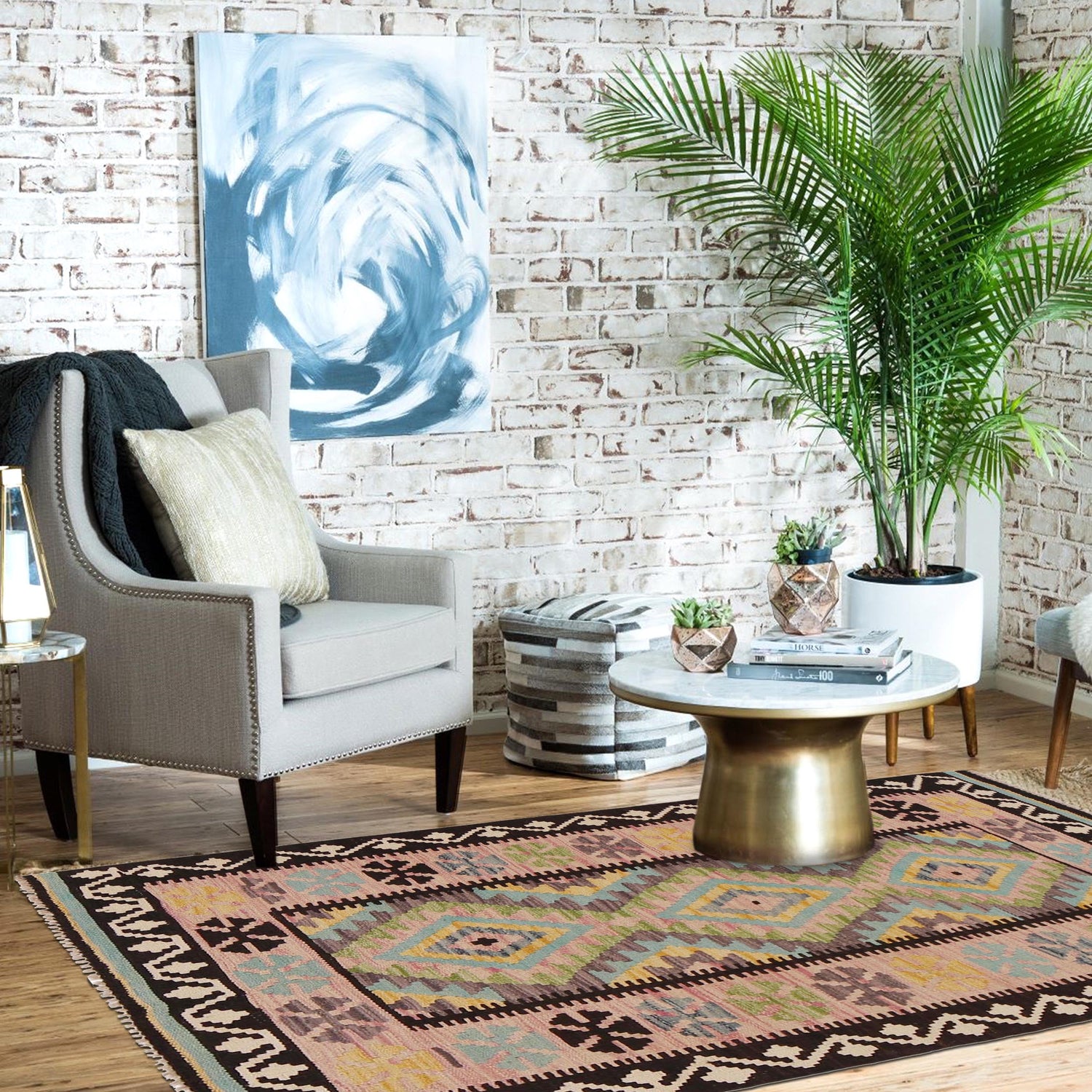 Handmade Vegetable Kilim 3' 3"  x 4' 10" (ft) - No. P34990