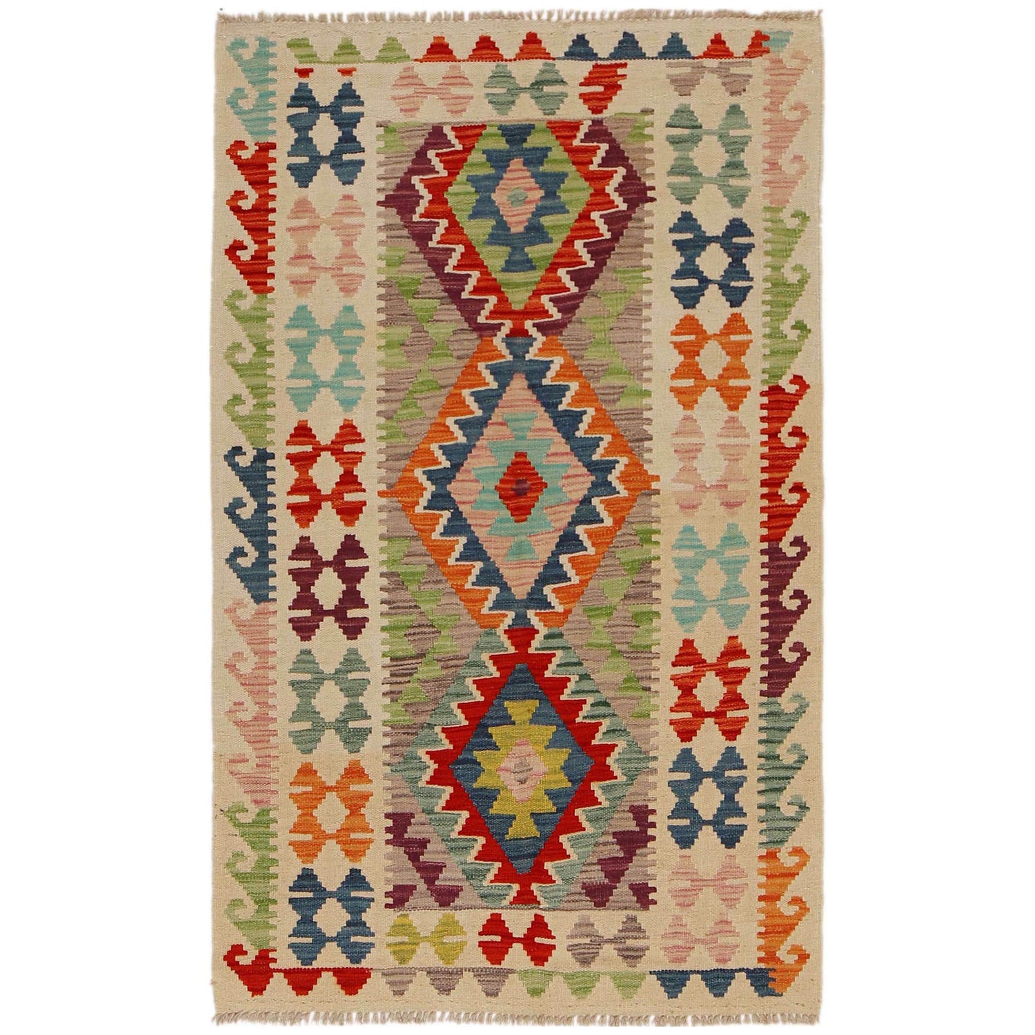 Handmade Vegetable Kilim 3' 3"  x 5' 5" (ft) - No. P35007