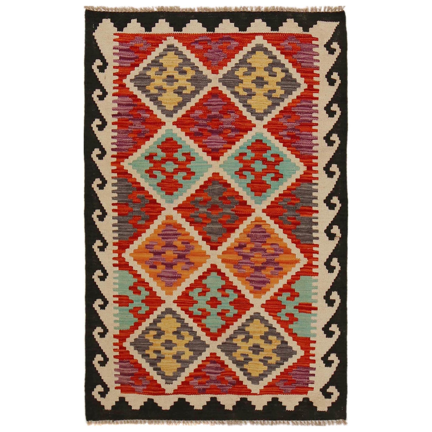 Handmade Vegetable Kilim 2' 9" x 4' 3" (ft) - No. P35011