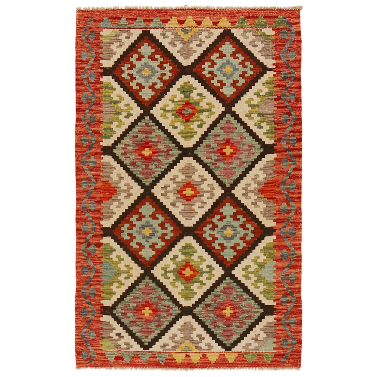 Handmade Vegetable Kilim 3' 2"  x 5' 1" (ft) - No. P35015