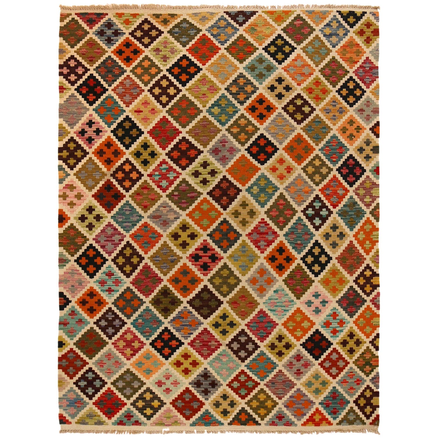 Handmade Vegetable Kilim 4' 11 x 6' 8 (ft) - No. P35019