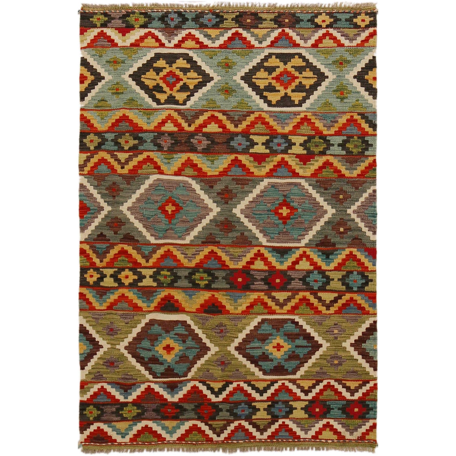 Handmade Vegetable Kilim 3' 5"  x 5' 2" (ft) - No. P35023