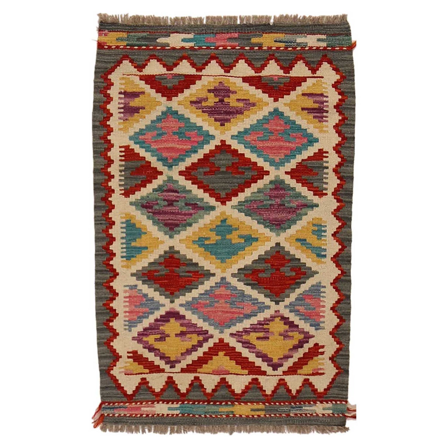 Handmade Vegetable Kilim 1' 11" x 3' 1" (ft) - No. P35036
