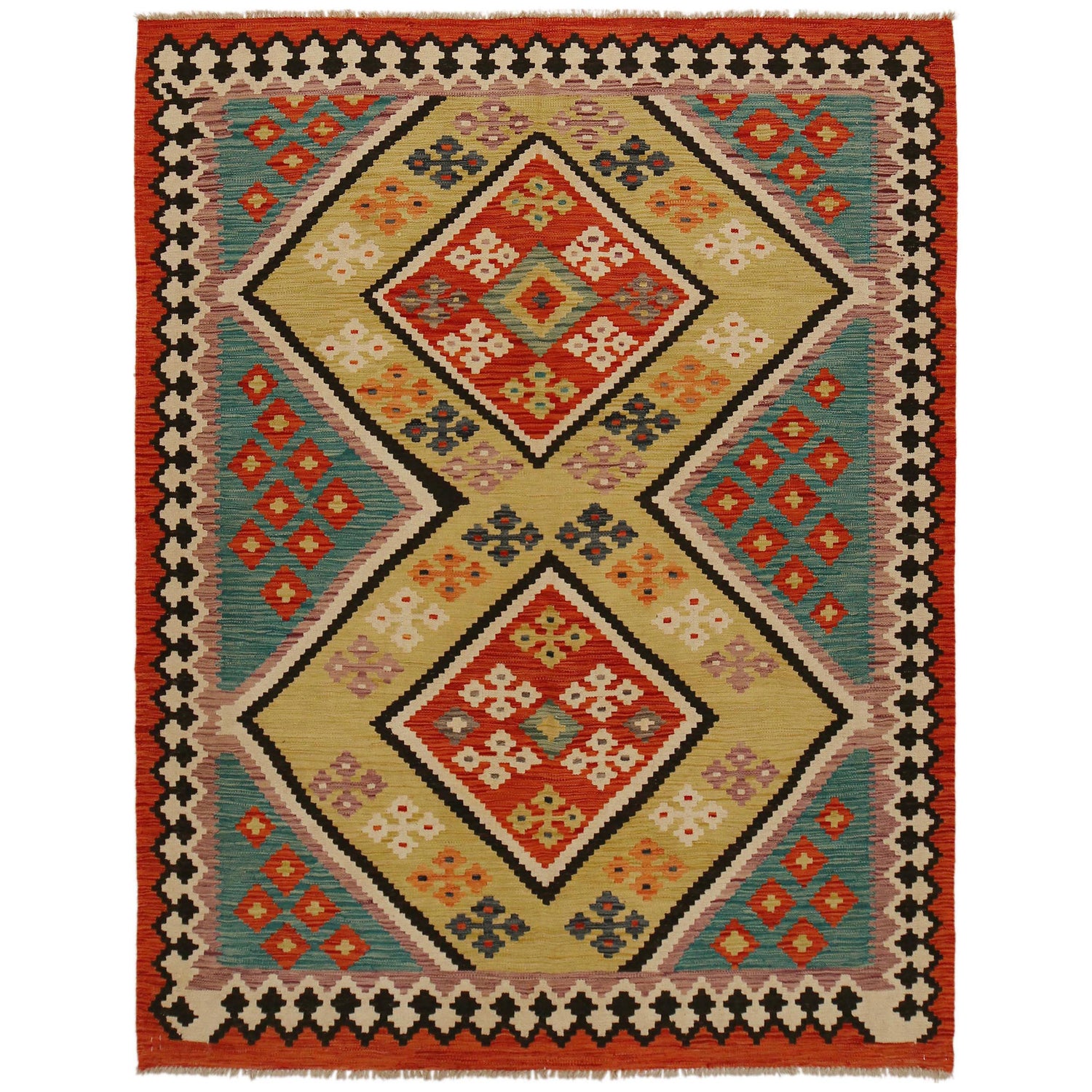 Handmade Vegetable Kilim 5' 10" x 7' 7" (ft) - No. P35047
