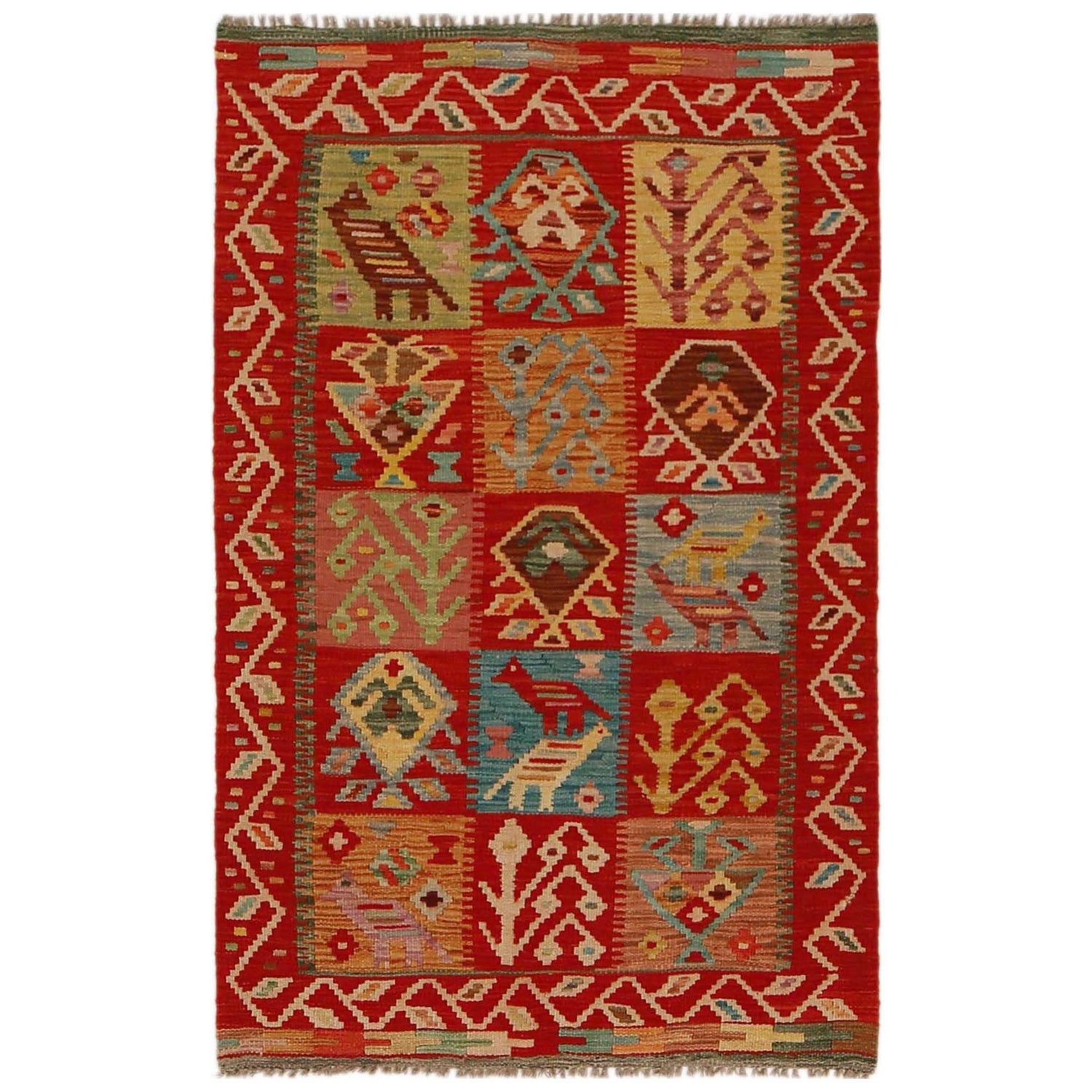 Handmade Vegetable Kilim 3' 0"  x 4' 10" (ft) - No. P35052