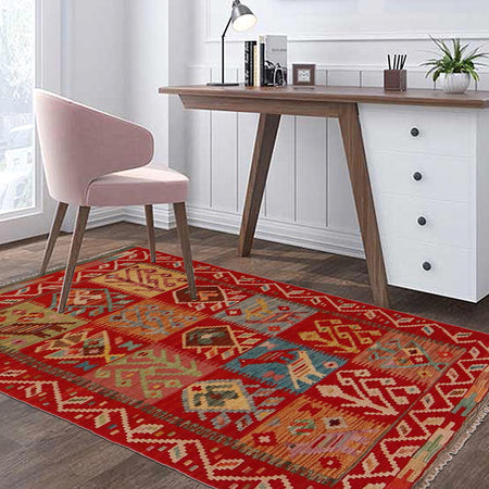 Handmade Vegetable Kilim 3' 0"  x 4' 10" (ft) - No. P35052