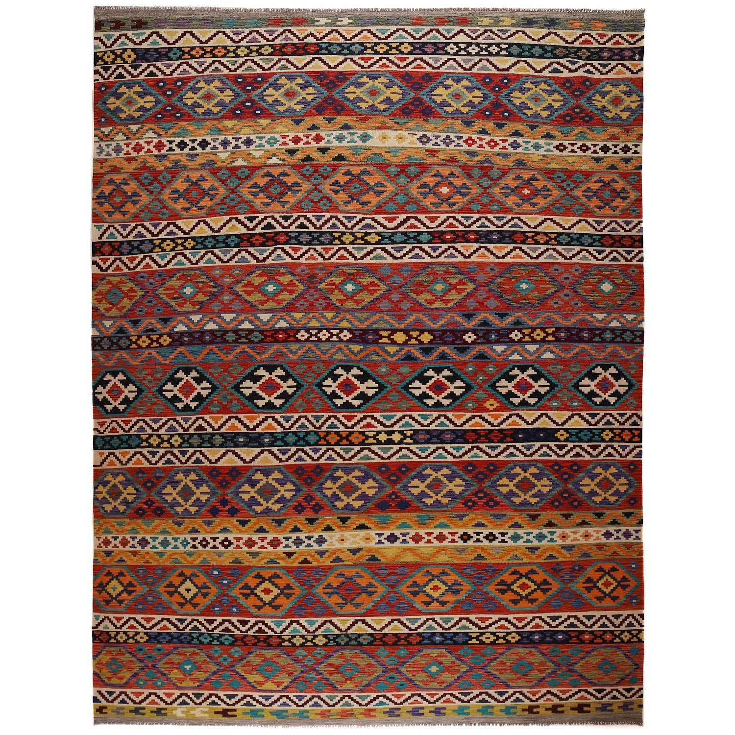 Handmade Vegetable Kilim 9' 7" x 12' 8" (ft) - No. P35056
