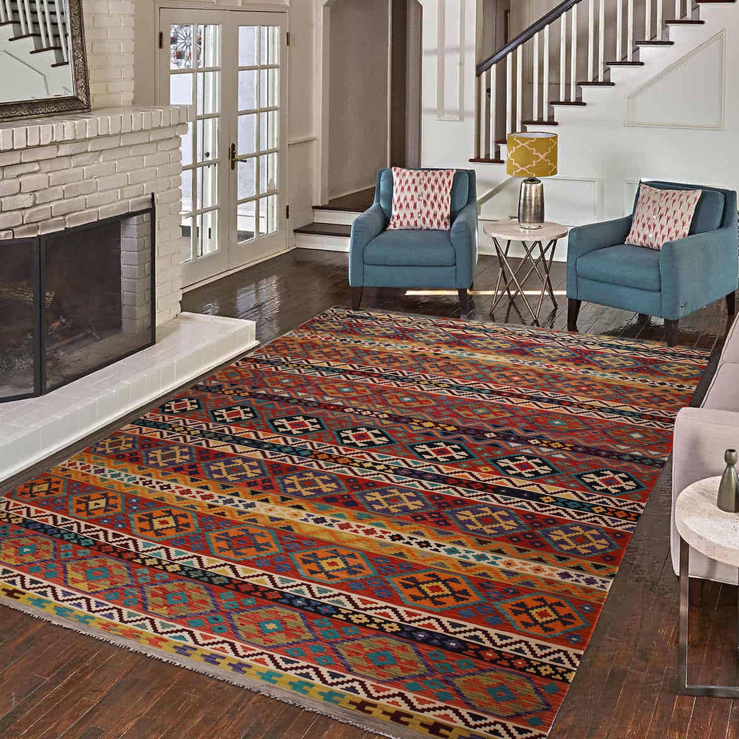 Handmade Vegetable Kilim 9' 7" x 12' 8" (ft) - No. P35056