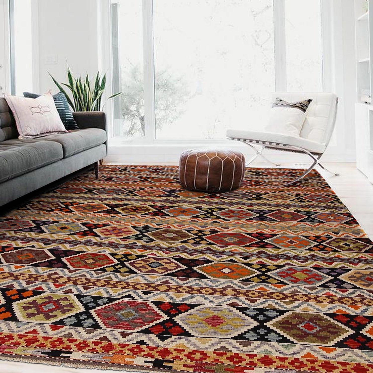 Handmade Vegetable Kilim 8' 5 x 11' 6 (ft) - No. P35061