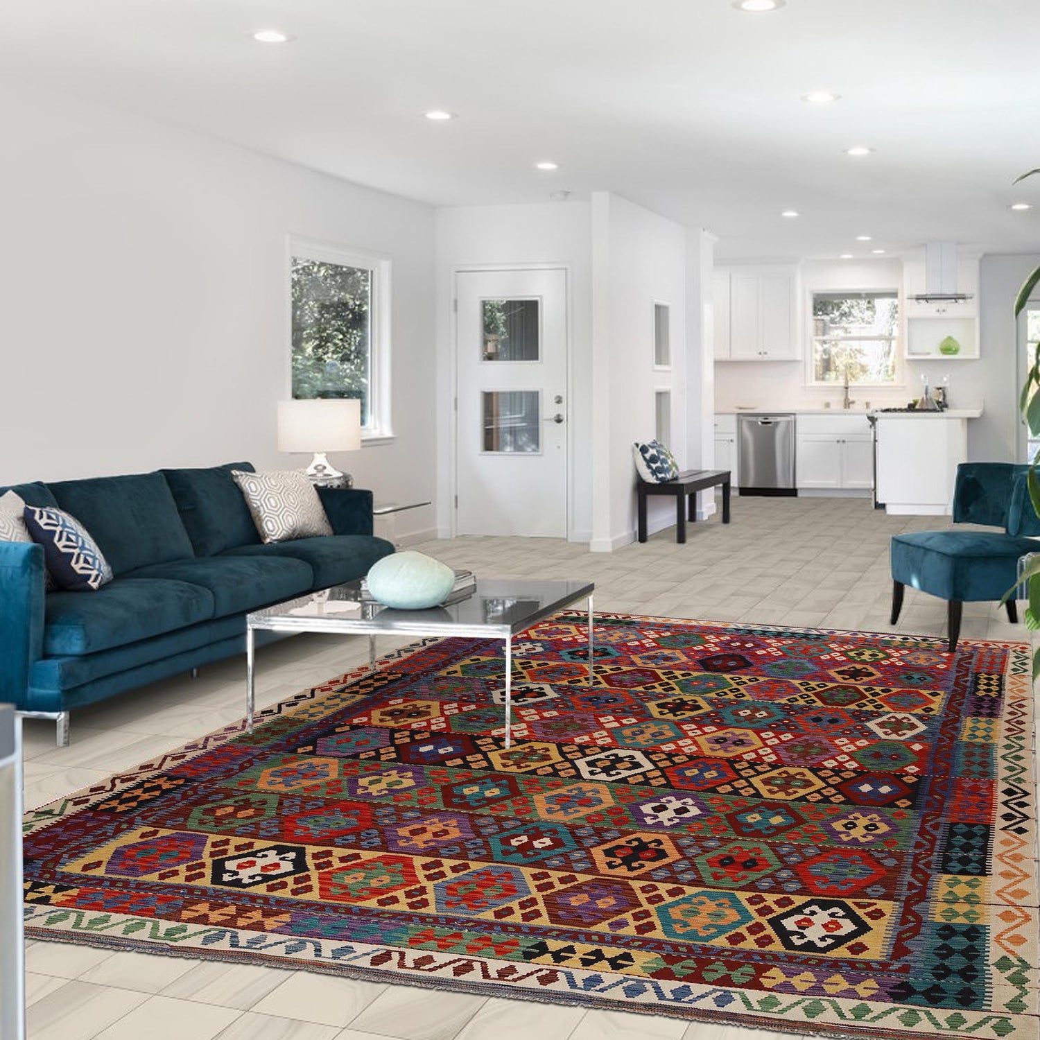 Handmade Vegetable Kelim 9' 10" x 13' 1" (ft) - No. P35069