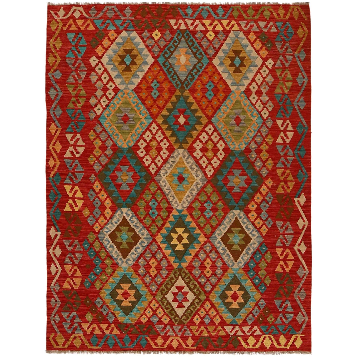 Handmade Vegetable Kilim 5' 1 x 6' 9 (ft) - No. P35077