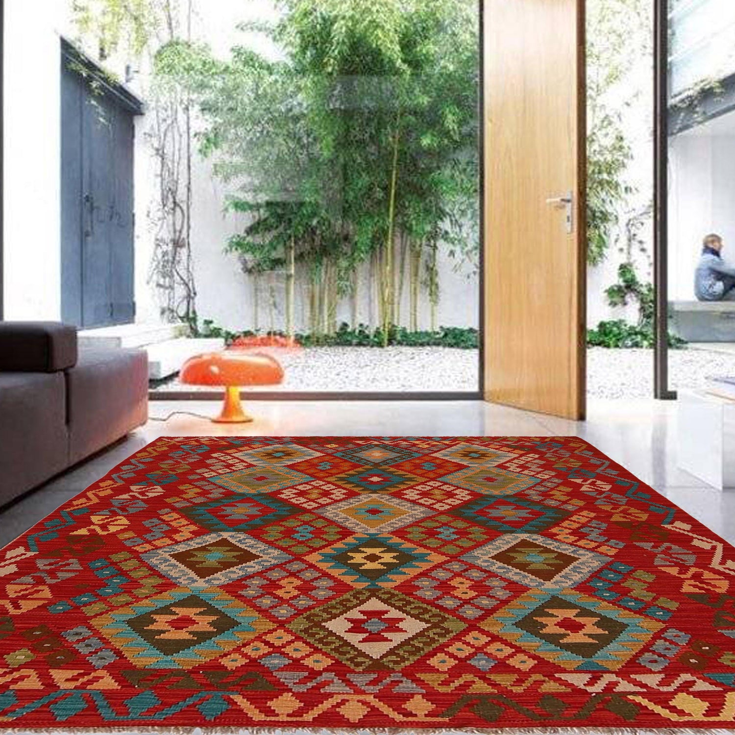 Handmade Vegetable Kilim 5' 1 x 6' 9 (ft) - No. P35077