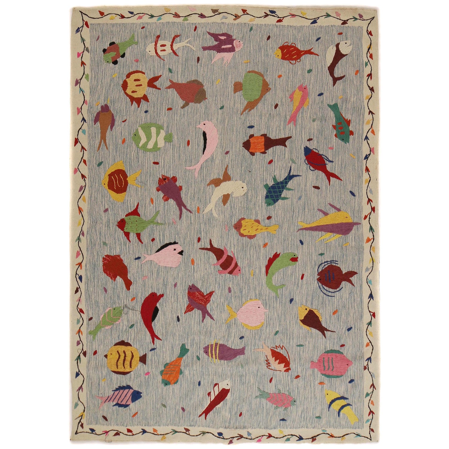 Pakistani Embroidery Kelim 5' 5" x 7' 10" (ft) - No. P35167