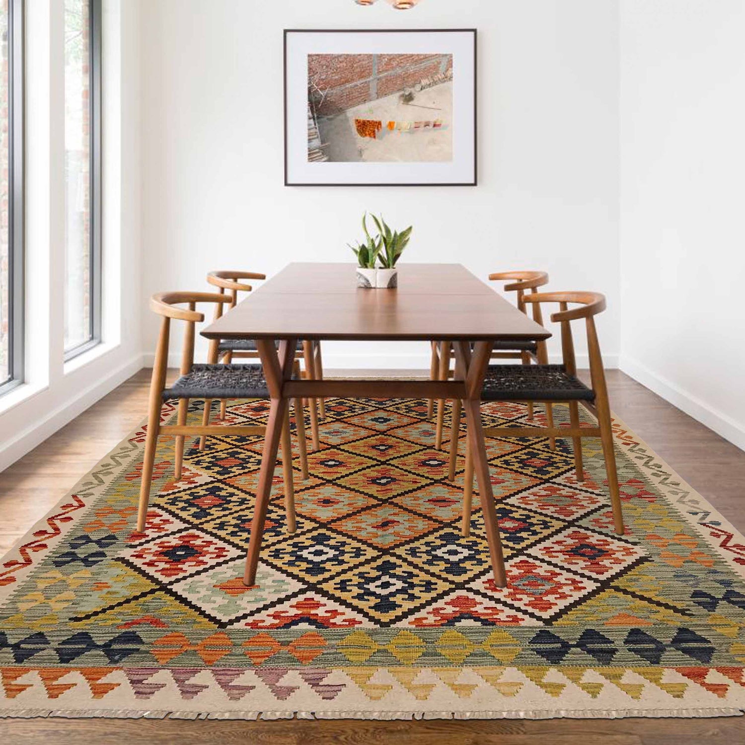 Handmade Vegetable Kelim 5' 7" x 7' 11" (ft) - No. P35224