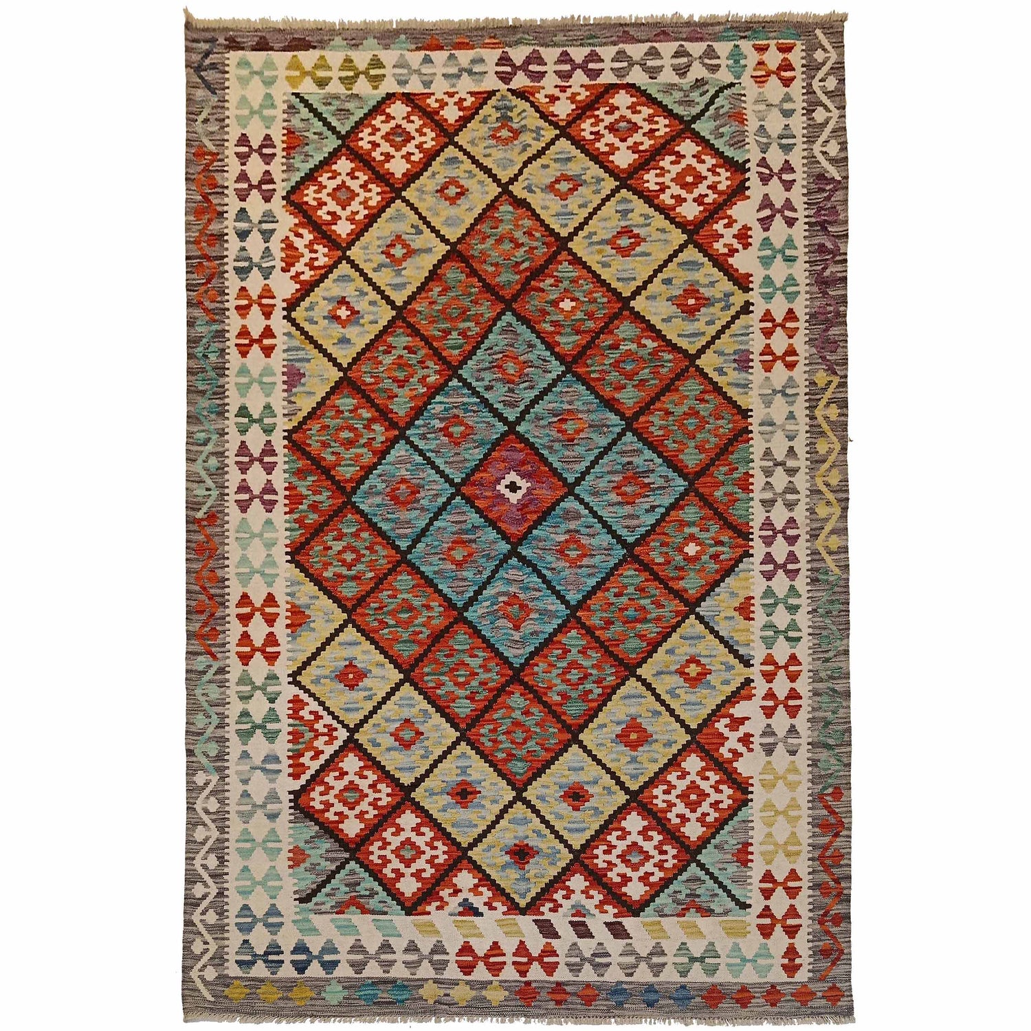 Handmade Vegetable Kilim 5' 6" x 8' 1" (ft) - No. P35225