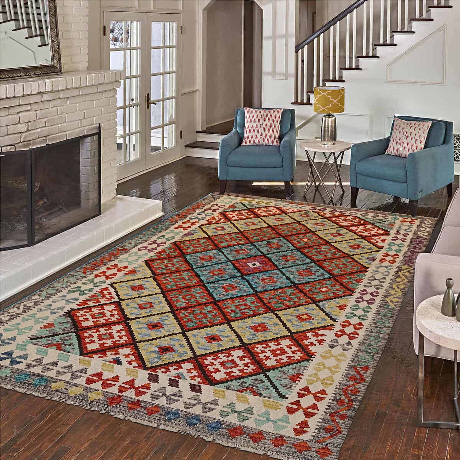 Handmade Vegetable Kilim 5' 6" x 8' 1" (ft) - No. P35225