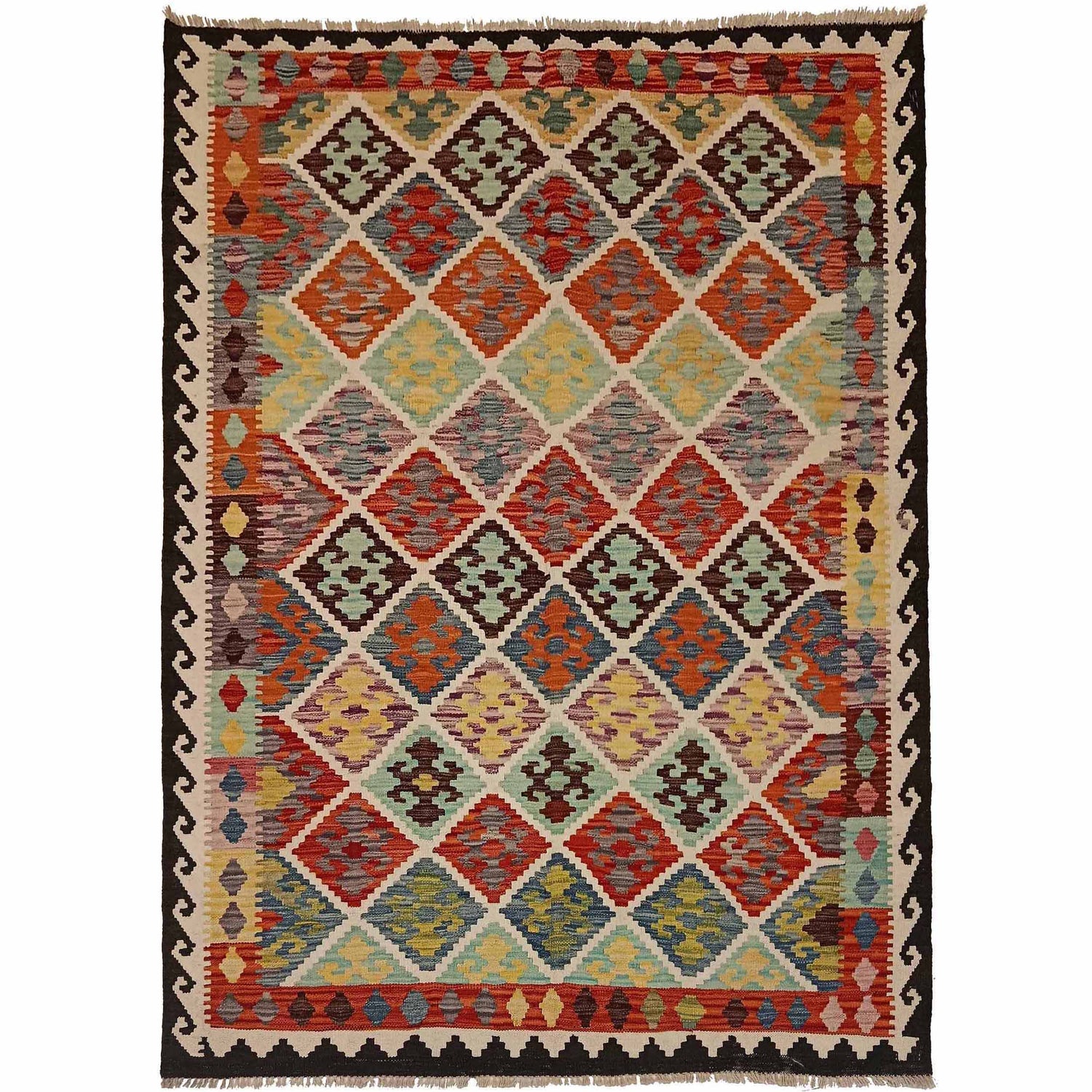 Handmade Vegetable Kilim 4' 11" x 6' 7" (ft) - No. P35226