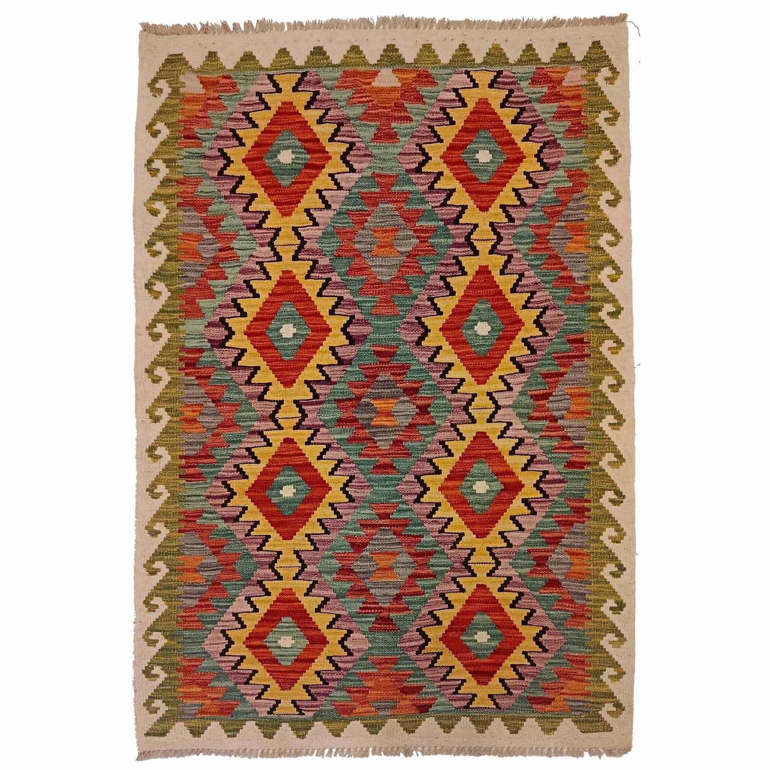 Handmade Vegetable Kilim 3' 5"  x 5' 3" (ft) - No. P35315
