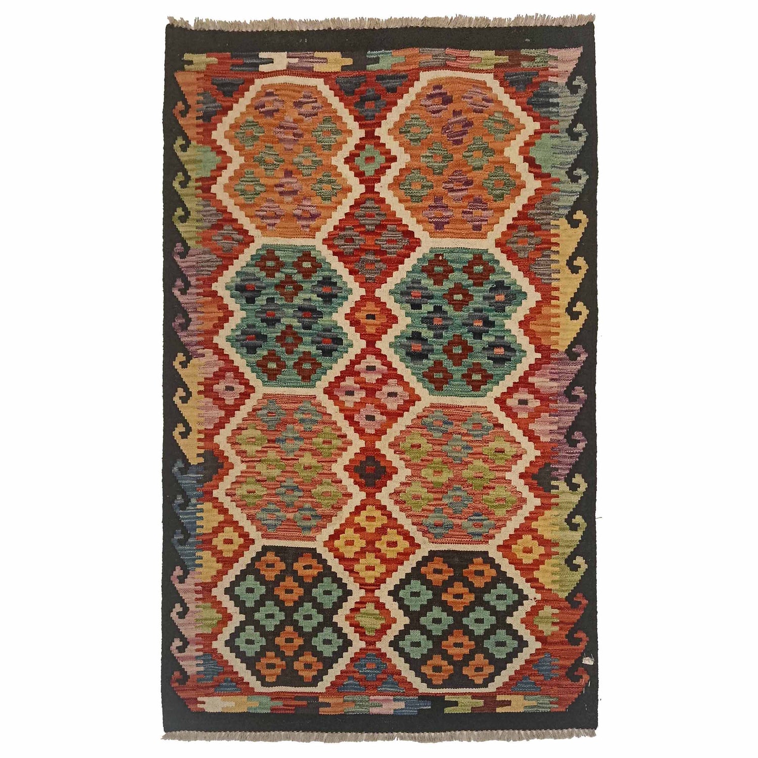 Handmade Vegetable Kelim 3' 2" x 4' 10" (ft) - No. P35327