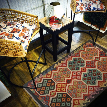 Handmade Vegetable Kelim 3' 2" x 4' 10" (ft) - No. P35327