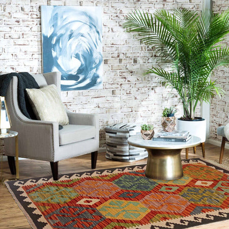 Handmade Vegetable Kilim 3' 5" x 5' 1" (ft) - No. P35328