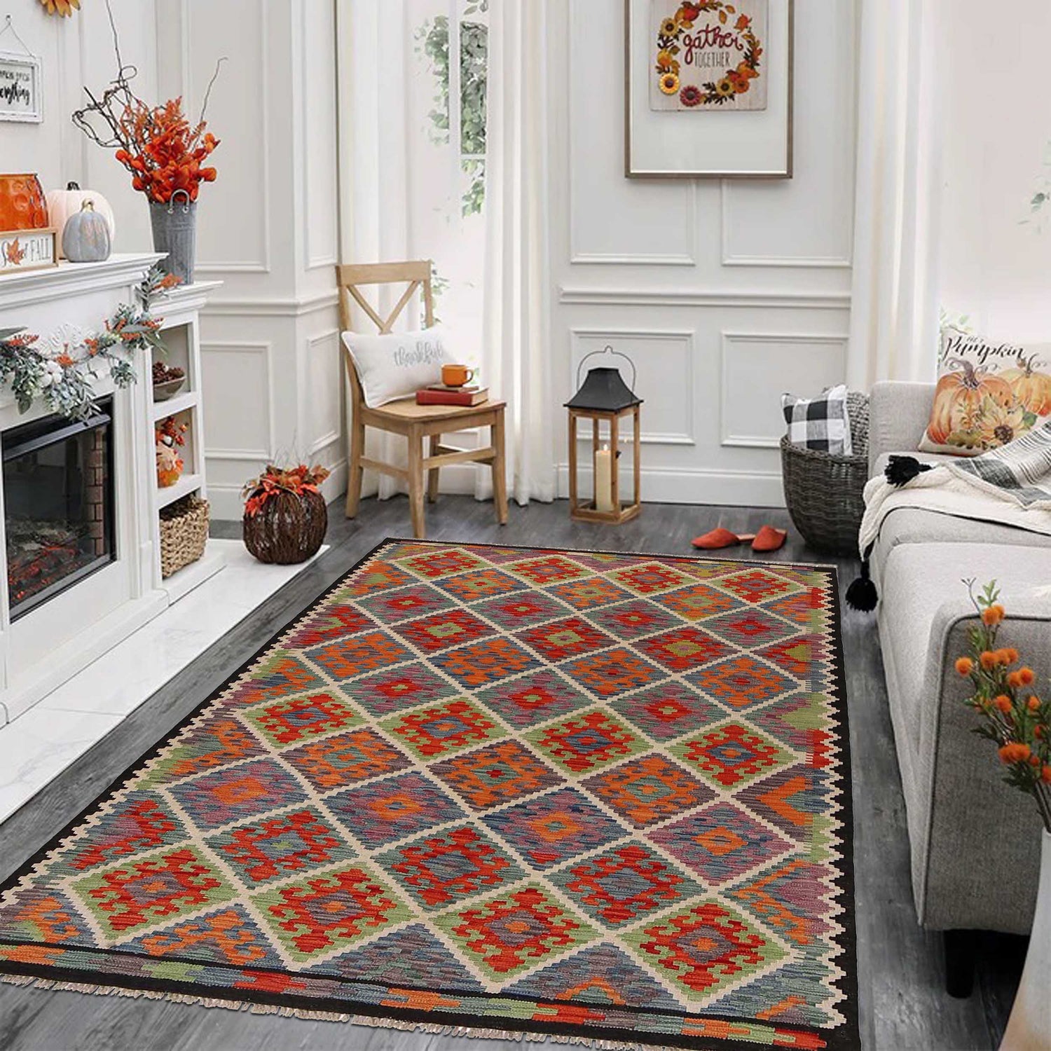 Handmade Vegetable Kelim 5' 0 x 6' 8 (ft) - No. P35333